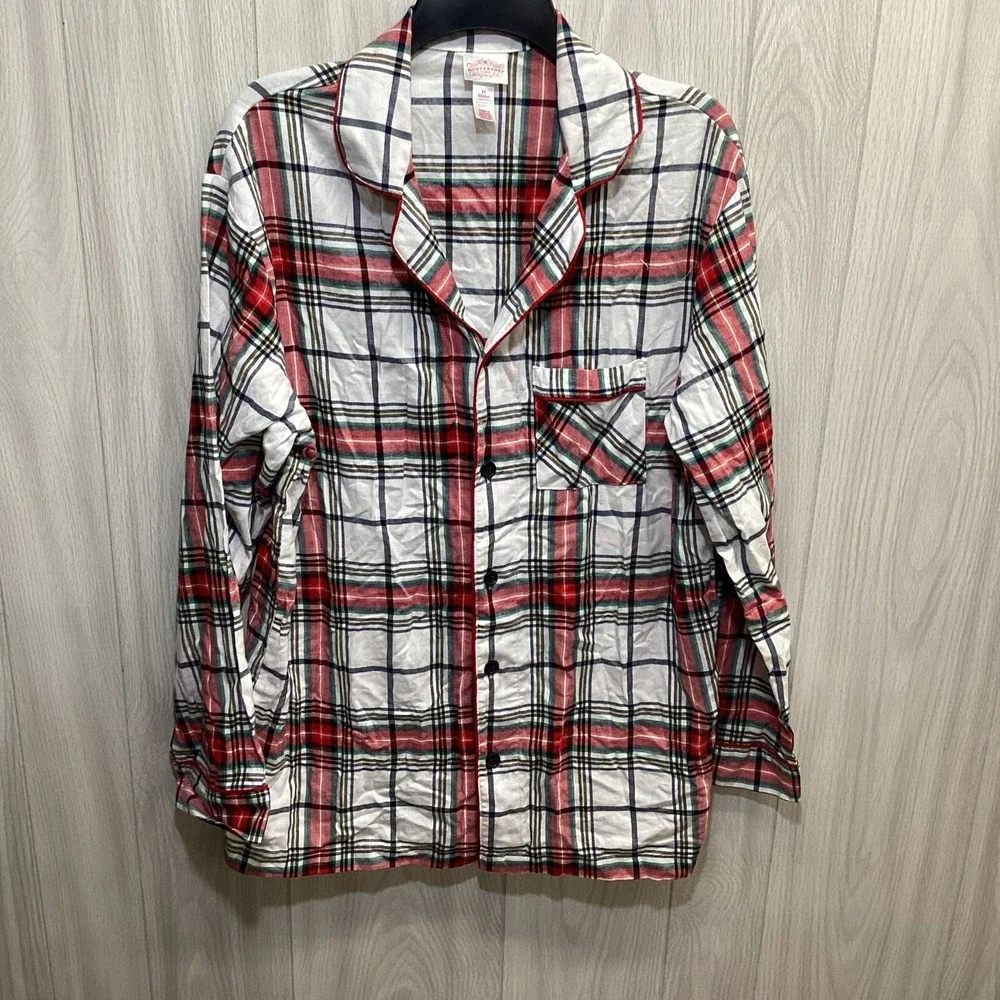 WONDERSHOP Men's (Size M) Long Sleeve Button Down Collared‎ Sleep Shirt Cotton
